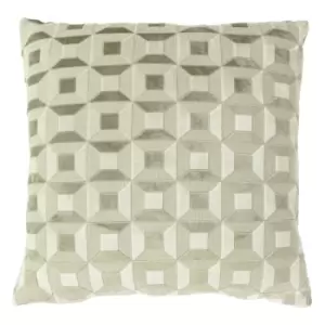 Image of Empire Velvet Jacquard Cushion Ivory/Taupe