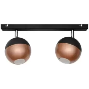 image of Helam Lighting - Helam Midway Twin Spotlight Black, Copper 40cm