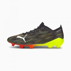 Womens PUMA Ultra 1.2 FG/AG Football Boots, Black/White/Yellow Alert Size 10 Shoes