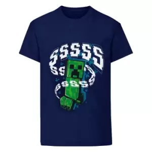 Image of Minecraft Childrens/Kids Creeper T-Shirt (12-13 Years) (Navy)