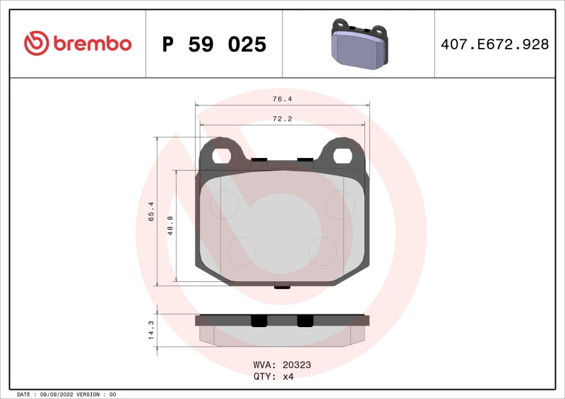 Image of BREMBO Brake pad set BREMBO P 59 025