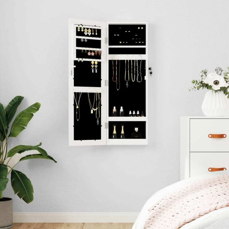 Image of VIDAXL Mirror Jewellery Cabinet Wall Mounted White 30x8.5x90cm vidaXL 8720845811174