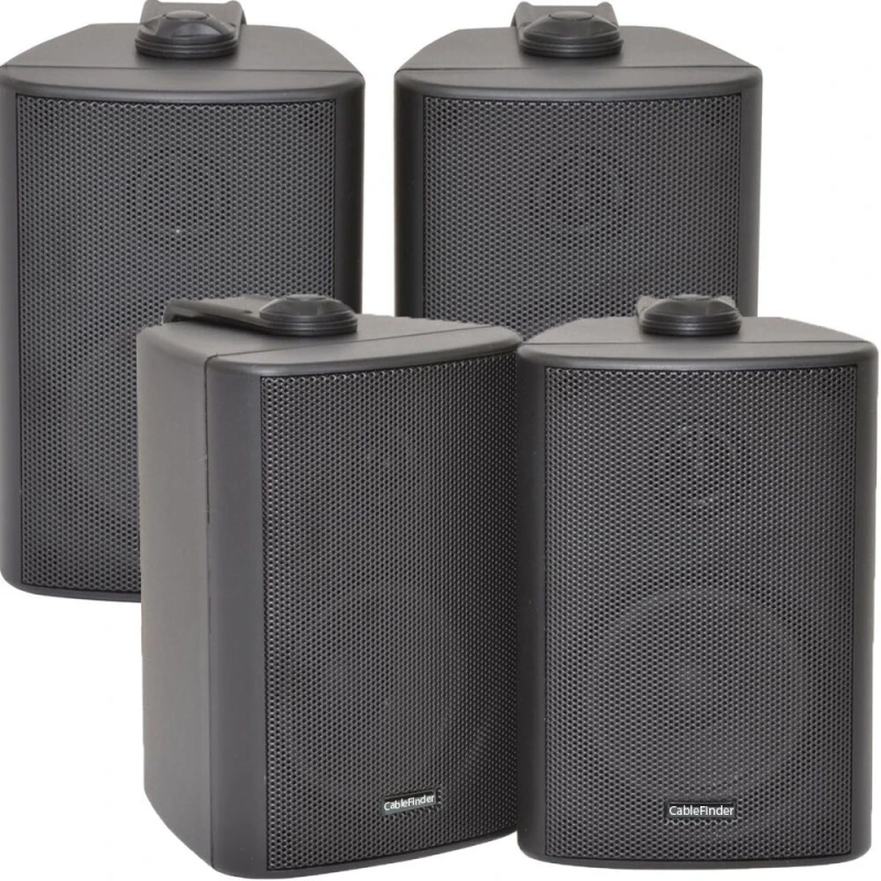 Image of Loops 2x Pair 2 Way Compact Stereo Speakers 3" 60W 8Ohm Black Wall Mounted Surround Black unisex