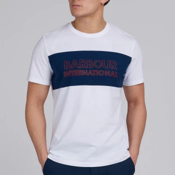 Image of Barbour International Mens Panel Logo T-Shirt - White - XXL