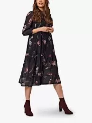 image of James Lakeland Black Textured Tiered Shirt Dress - 10