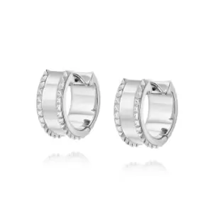 image of Daisy London Jewellery 925 Sterling Silver Vivienne Huggie Hoop Earrings Sterling Silver