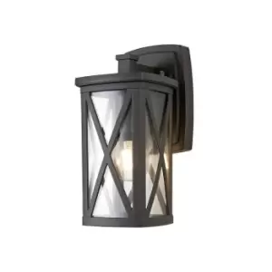 image of Luminosa Lighting - Down Criss Cross Wall Lamp, 1 x E27, IP54, Anthracite, Clear Glass