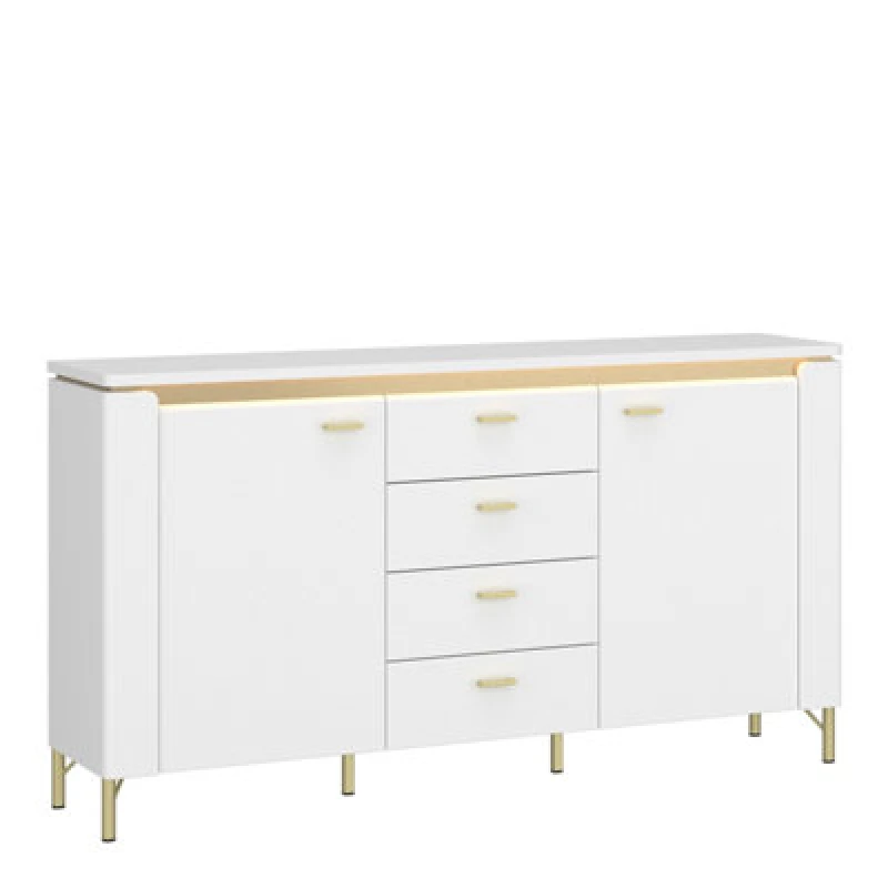 Image of Furniture To Go Lazio Sideboard 2 Door 4 Drawer In Alpine White/white Gloss