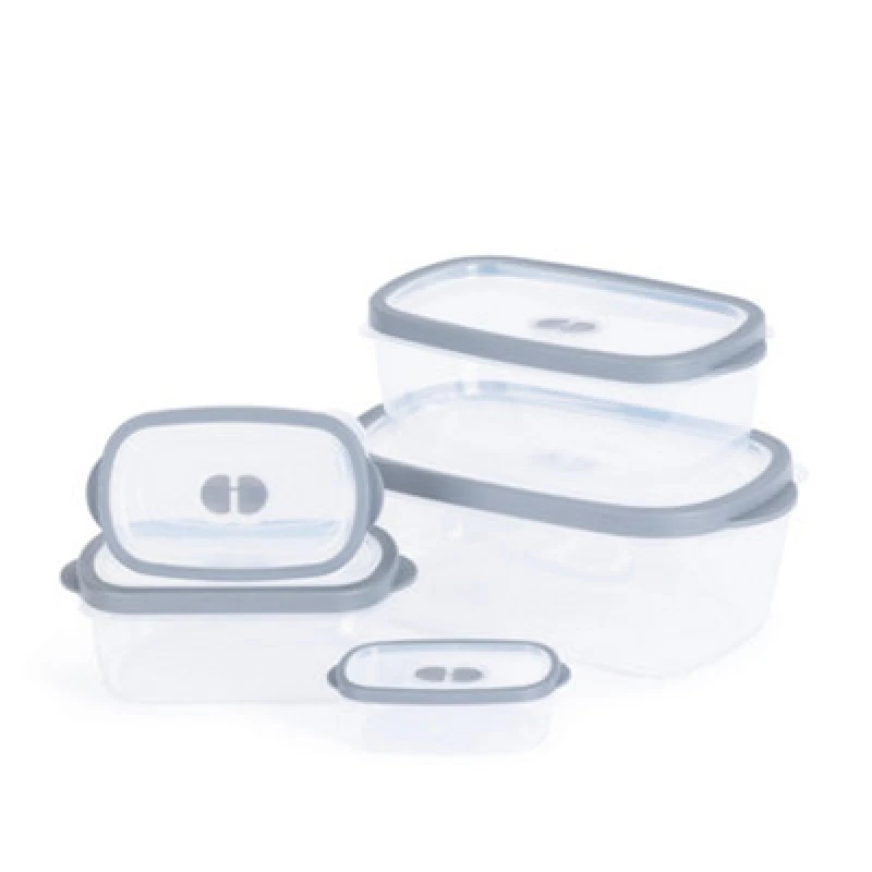 Image of LIVIVO 5 Piece Oval Food Storage Container Set with Grey Lids Grey