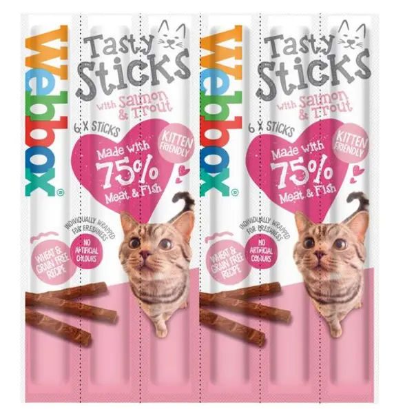 Image of Webbox Tasty Sticks Salmon and Trout Cat Treats 30g