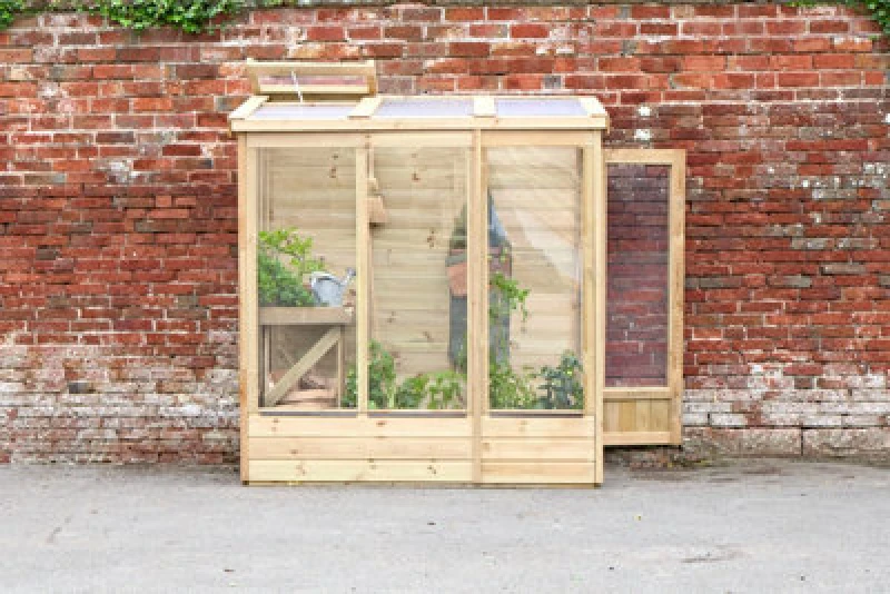 Image of 4' x 6' Forest Wallscape Lean To Greenhouse with Solid Back (1.28m x 1.93m)