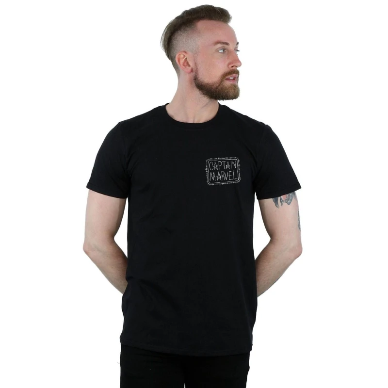 Image of Marvel Marvel Men Captain Breast Patch T-Shirt in Black Size: Small Black S Male 5059114215768