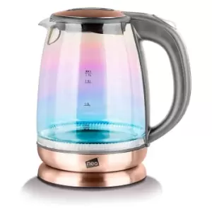 image of Neo Rain-gc 1.7L Colour-changing Rainbow Effect Glass Copper Kettle - Grey