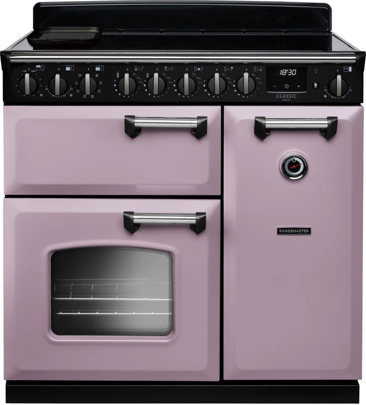 Image of Rangemaster CLDL90EIPHTH/CM1 Classic Deluxe 90cm Induction Range Cooker Chrome Trim 17805 - HEATHER CLDL90EIPHTH/CM1