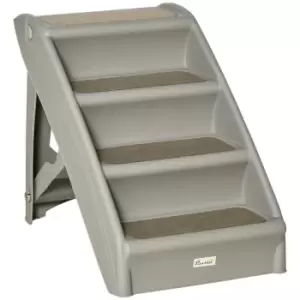 Image of PawHut Four-Step Foldable Pet Stairs w/ Non-Slip Mats for S XS Dogs - Grey