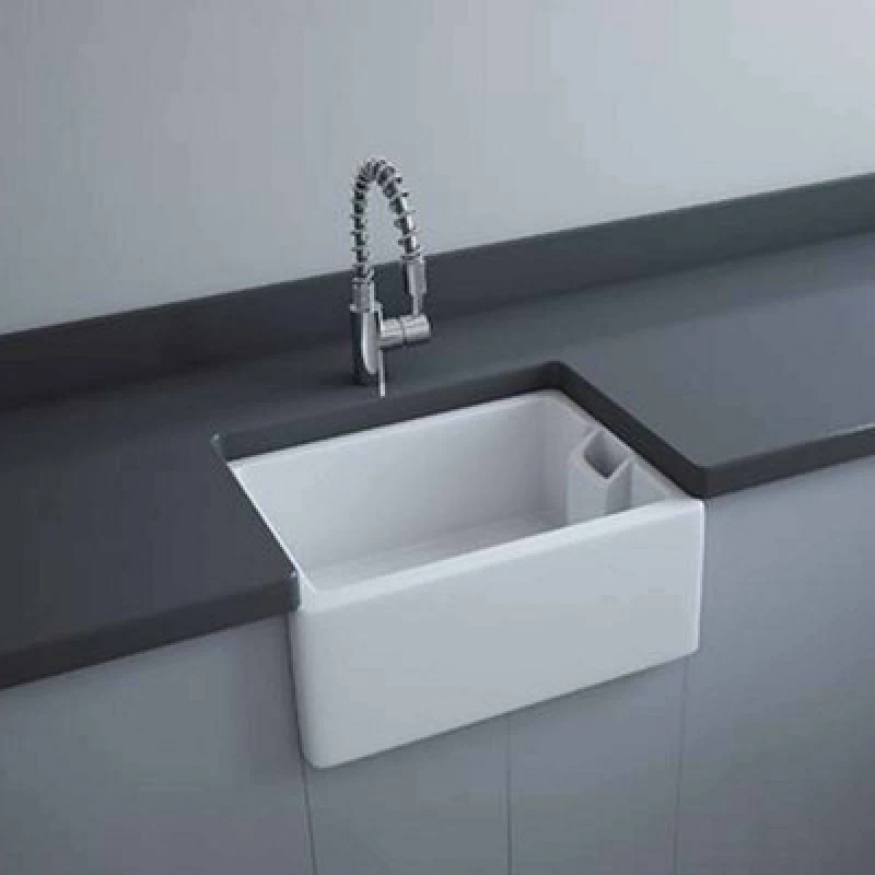 Image of Rak Ceramics Gourmet 8 Belfast Style Fireclay White Sink With Weir Overflow