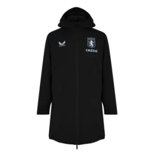 Image of Castore Aston Villa Hooded Long Rain Jacket - Black