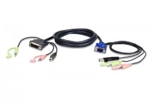 image of Aten 2L-7DX3U - 3M - USB - Vga to Dvi-A Kvm Cable