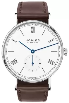 Nomos Glashutte Watch Ludwig 38 White Enamel Sapphire Crystal