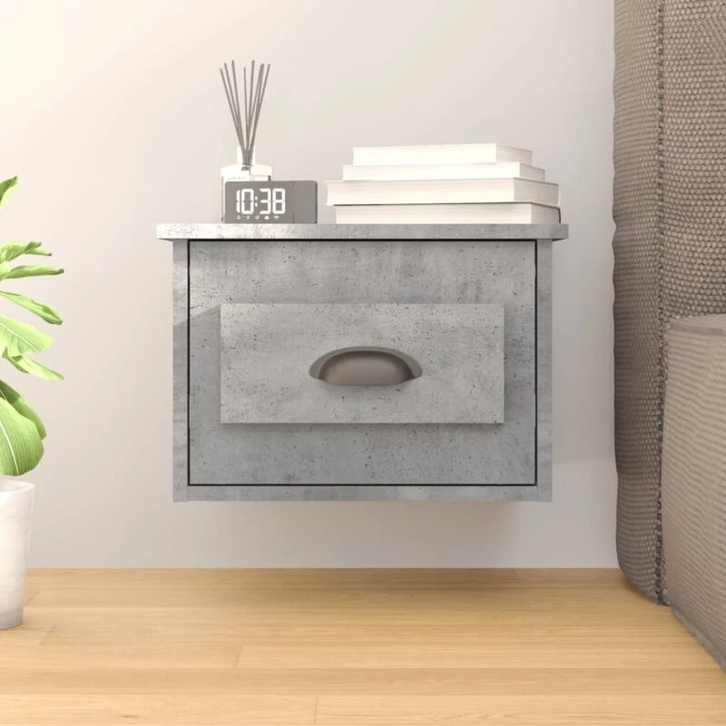 Image of VIDAXL Wall-mounted Bedside Cabinet Concrete Grey 41.5x36x28cm Vidaxl 8720845792749