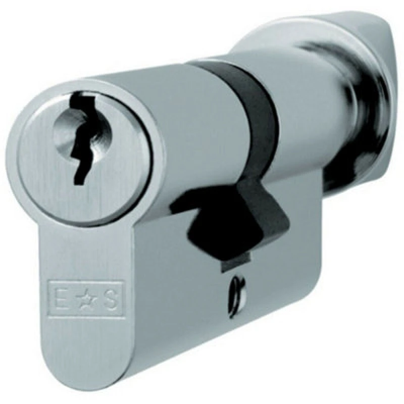 Image of Loops 60mm EURO Cylinder & Thumbturn Lock Keyed to Differ 5 Pin Nickel Plated Metallics unisex