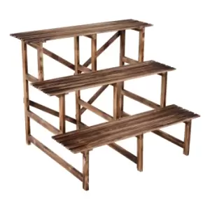 Image of Outsunny Flower Stand Plant Display 3-tier Holder Wood Garden Patio
