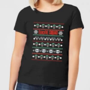 Image of DC Suicide Squad Knit Pattern Womens Christmas T-Shirt - Black