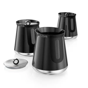 image of Morphy Richards Aspects Set of 3 Large Round Storage Canisters - Black