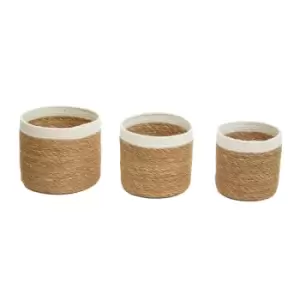 Image of Interiors by PH Round Seagrass Baskets, Natural/White, Set Of 3