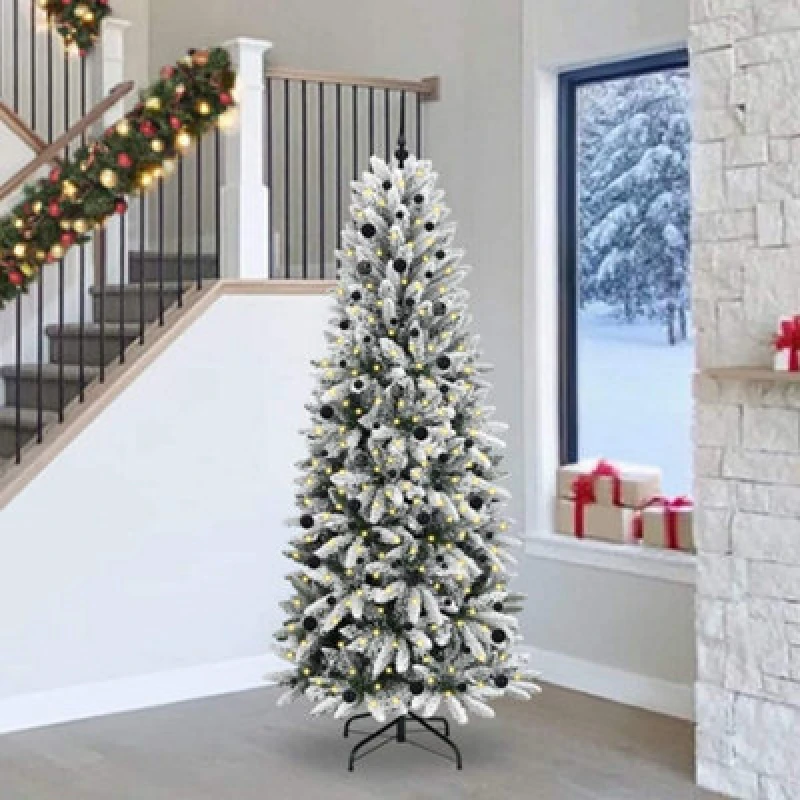 Image of Vidaxl Artificial Christmas Tree With 300 Leds With Stand White 240 Cm