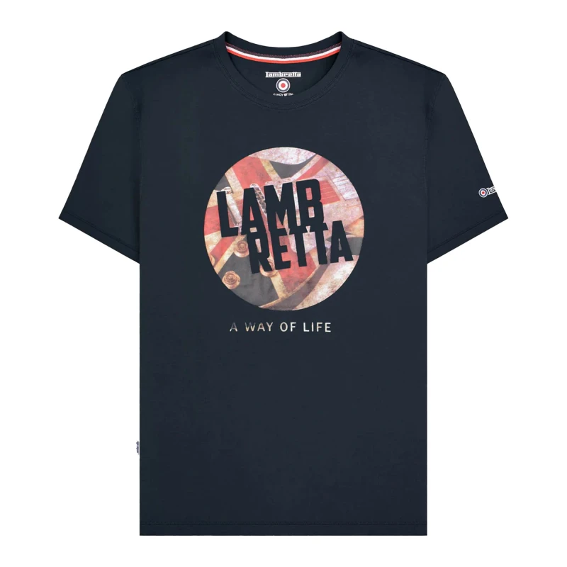 Image of Lambretta Lambretta Men Union Jack T-Shirt in Navy Size: Small Navy S Male 5063703802550
