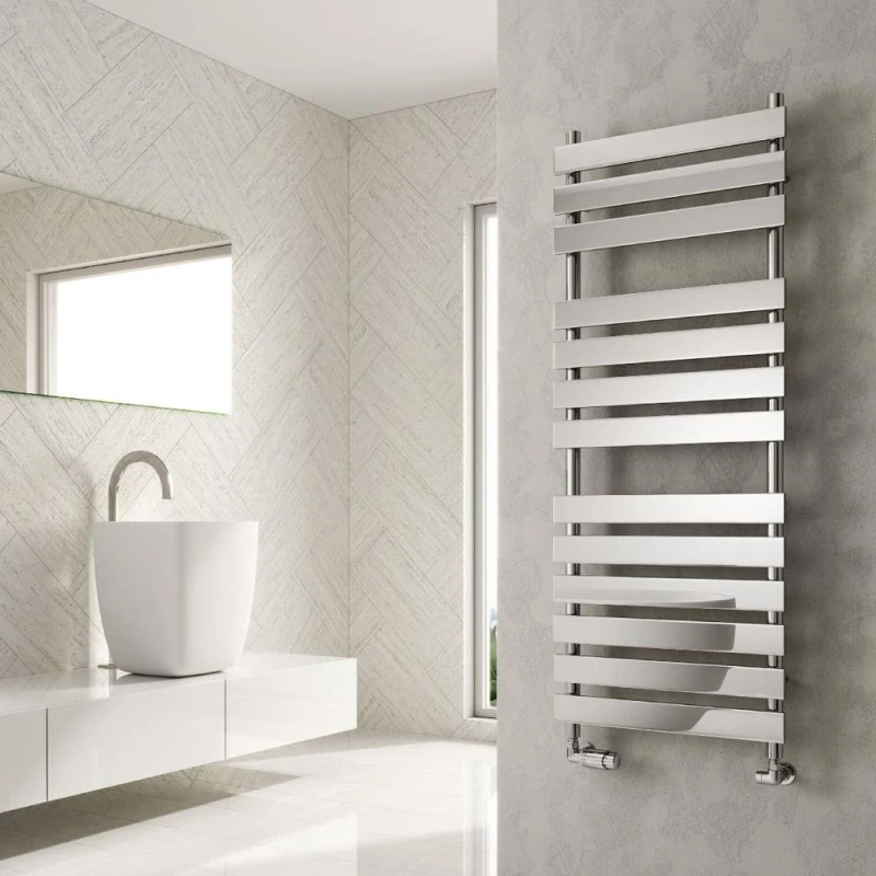 Image of Bathroom Kingdom Trento Chrome Designer Flat Panel Heated Towel Rail 950x500 in Silver Silver Unisex