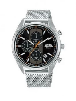 Image of Lorus Lorus Black Chronograph Dial Stainless Steel Mesh Strap Mens Watch