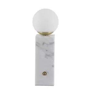 image of Kalimera Marble Orb Dimmer Table Lamp White/Grey