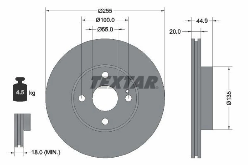 Image of Brake disc TEXTAR 92096800