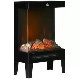 image of 180° Charming Electric Fireplace Heater, Quiet Stove with LED Flame Effect Black