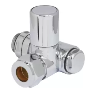 image of Towelrads Dual Fuel Corner Valve with Element Port Round Chrome 1/2" - 927301