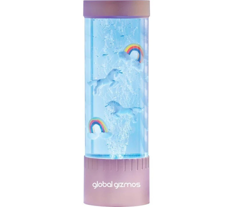 Image of GLOBAL GIZMOS Magical Unicorn & Rainbow Bubble Lamp - Rose Gold 5025301551292