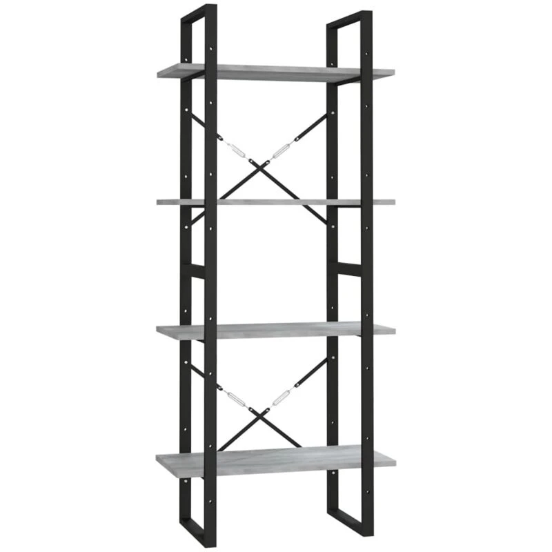 Image of Vidaxl 4-tier Book Cabinet Grey Sonoma 60X30X140 Cm Engineered Wood, Grey 821310