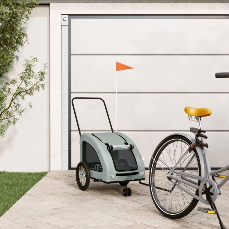 Image of VIDAXL Pet Bike Trailer Grey Oxford Fabric and Iron Vidaxl 8720845770648