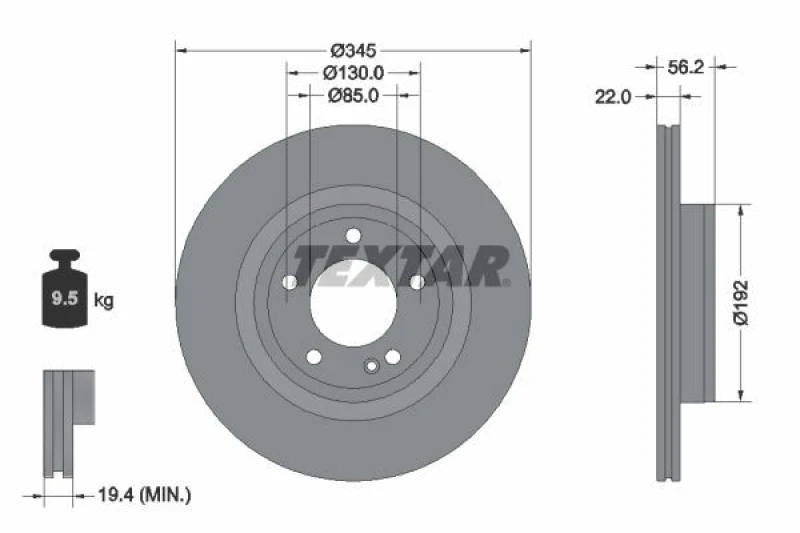 Image of Brake disc TEXTAR 92345705