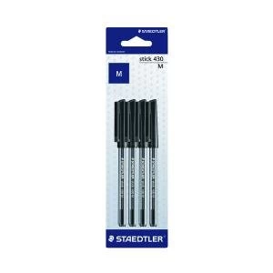 image of Staedtler Stick 430 Pen Medium Black Pack of 40 430 M9BK 4LA