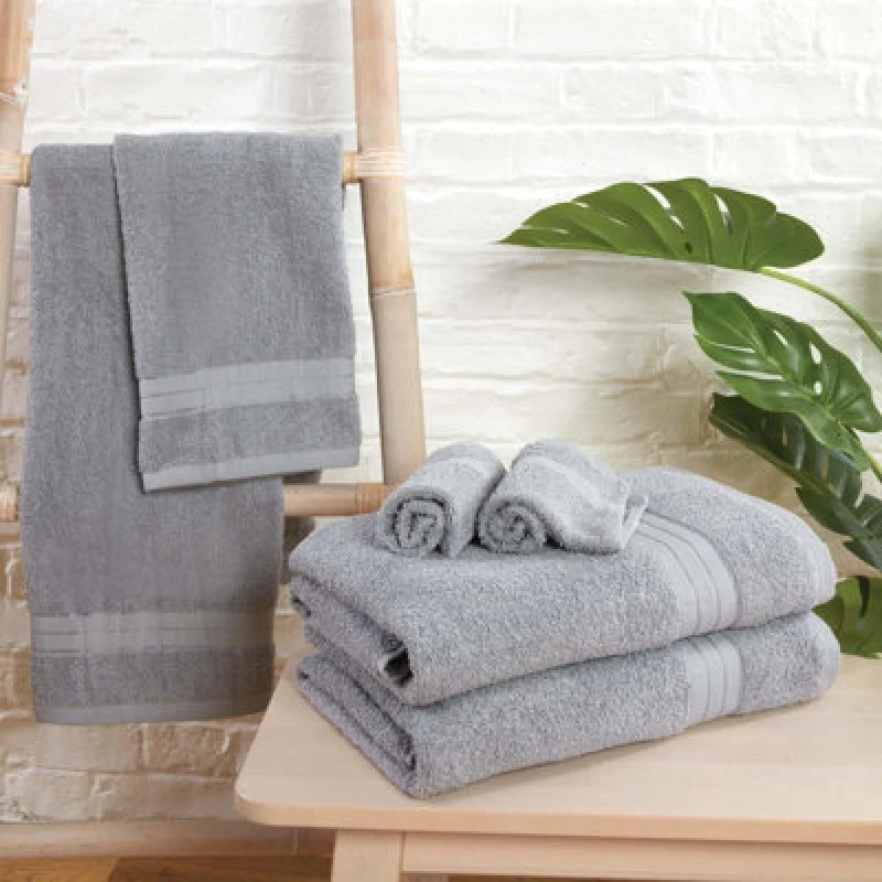 Image of OHS OHS 10 Pack of 100% Cotton Bath Sheet Bathroom Towel in Silver Silver Bath Sheet Unisex 5027434142569