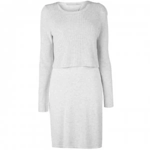 image of Oui Oui Double Layer Knitted Dress Ladies - 9087 Light Grey