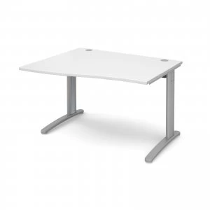 Image of TR10 Left Hand Wave Desk 1200mm - Silver Frame White Top