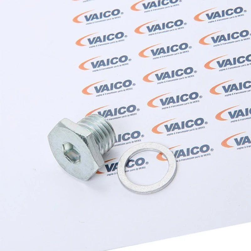 Image of VAICO V20-1206 Drain Plug Original VAICO Quality, Thread Size: M12 x 1,5, Spanner Size: 17, with seal ring, Brass Brass Oil Drain Plug,oil pan (593)