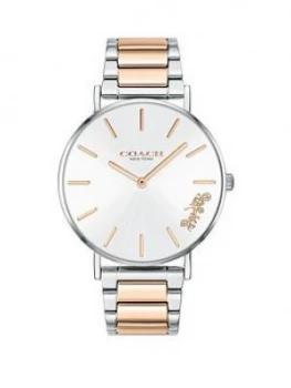 Image of Coach Coach Perry White Dial Two Tone Strap Stainless Bracelet Watch