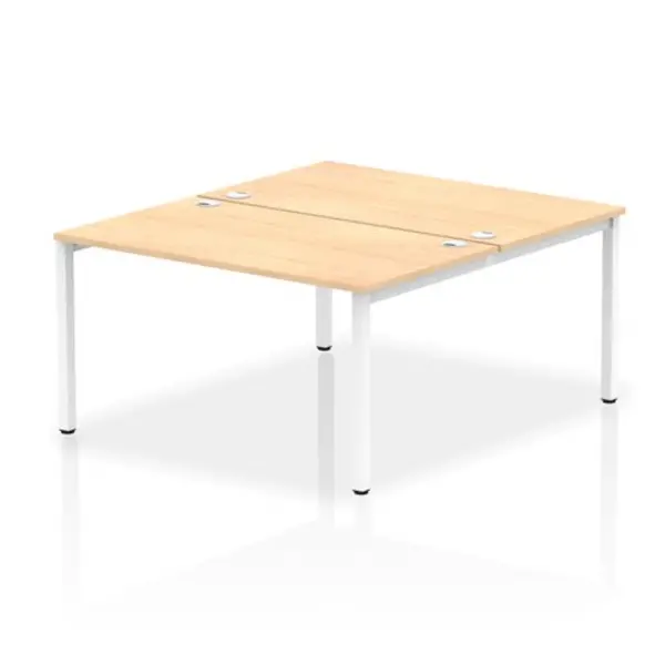 image of Impulse Bench B2B 2 Person 1400 White Frame Office Bench Desk Maple