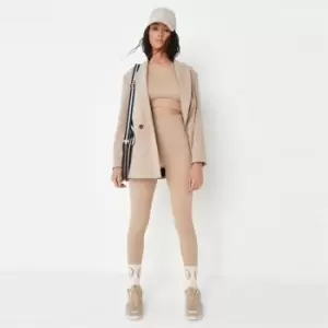 image of Missguided Rib Full Length Leggings - Neutral