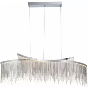 image of Twin Ceiling Pendant Light Fitting - Chrome Plate & Silver Waterfall Chains